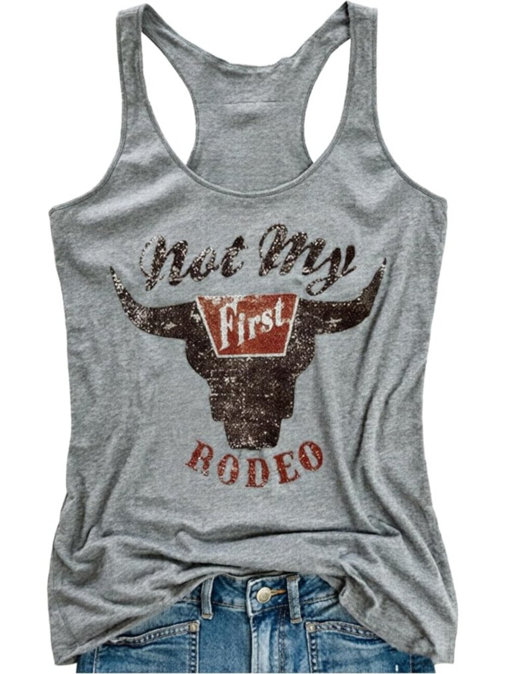 Vintage Graphic Racerback Tank Top for Women - Casual Summer Shirt Blouse